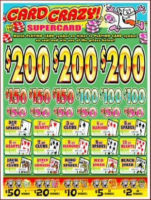 Card Crazy $1 Pull-Tabs Cash Board with 2,688 Tickets