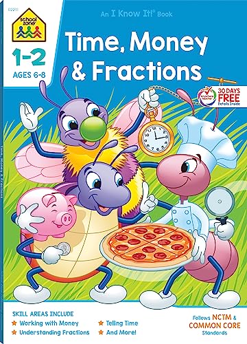 School Zone Time, Money and Fractions Workbook for Grades 1–2