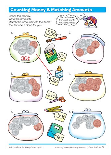 School Zone Time, Money and Fractions Workbook for Grades 1–2
