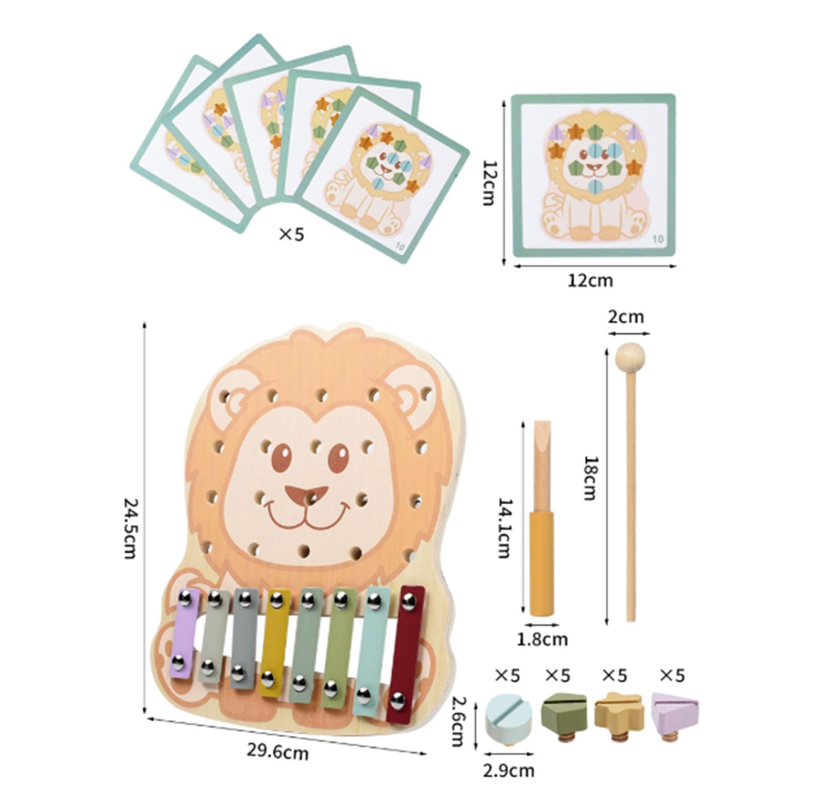 ZQsmgs 2-in-1 Wooden Lion Xylophone and Screw Puzzle