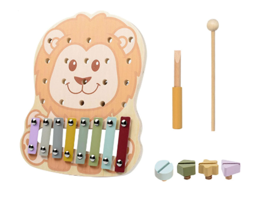 ZQsmgs 2-in-1 Wooden Lion Xylophone and Screw Puzzle