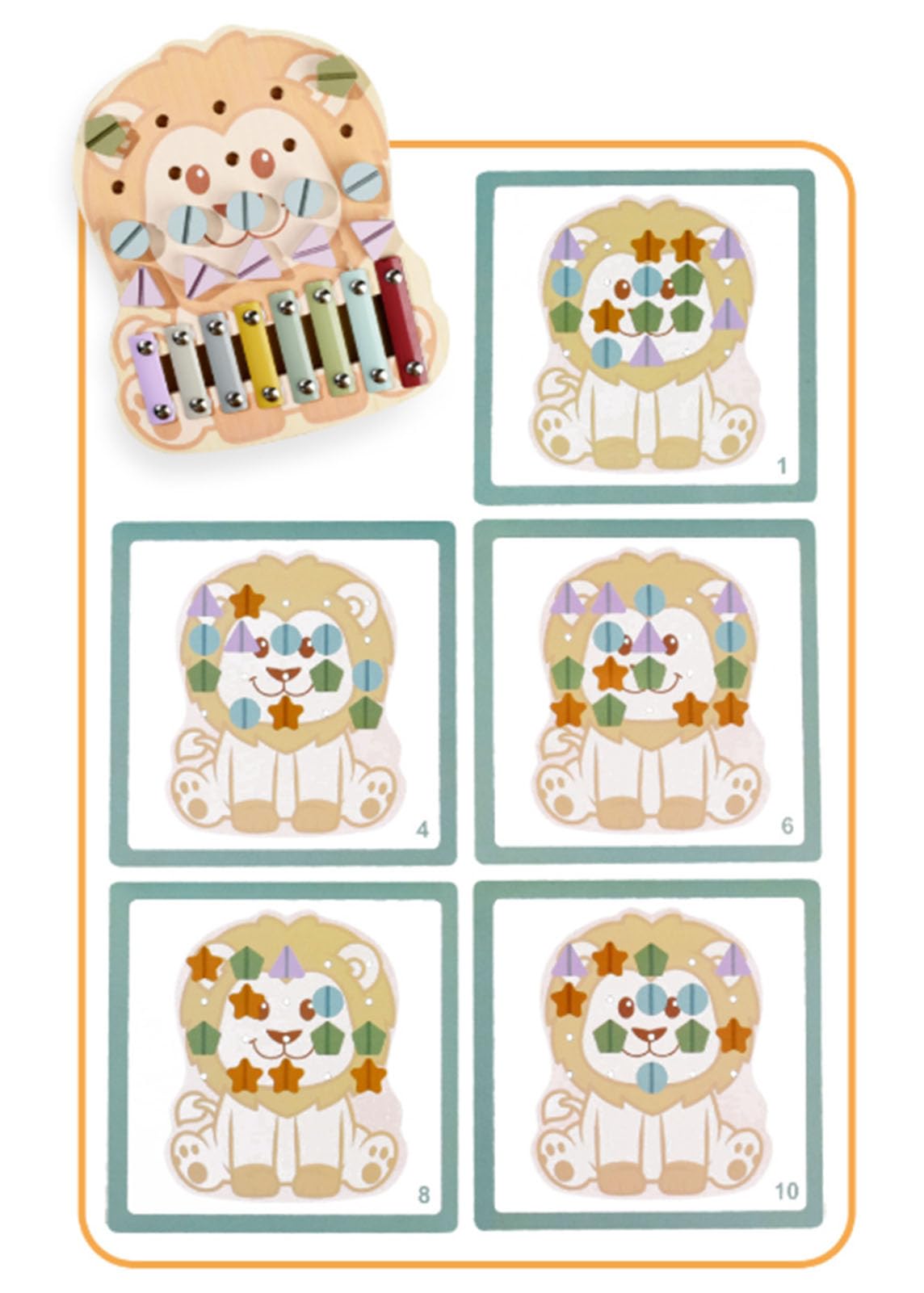 ZQsmgs 2-in-1 Wooden Lion Xylophone and Screw Puzzle
