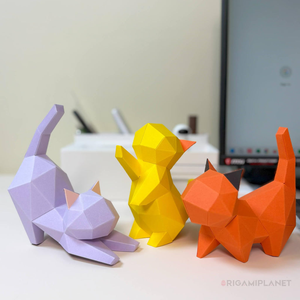 ORIGAMIPLANET Hello Kittens 3D Origami Craft Set