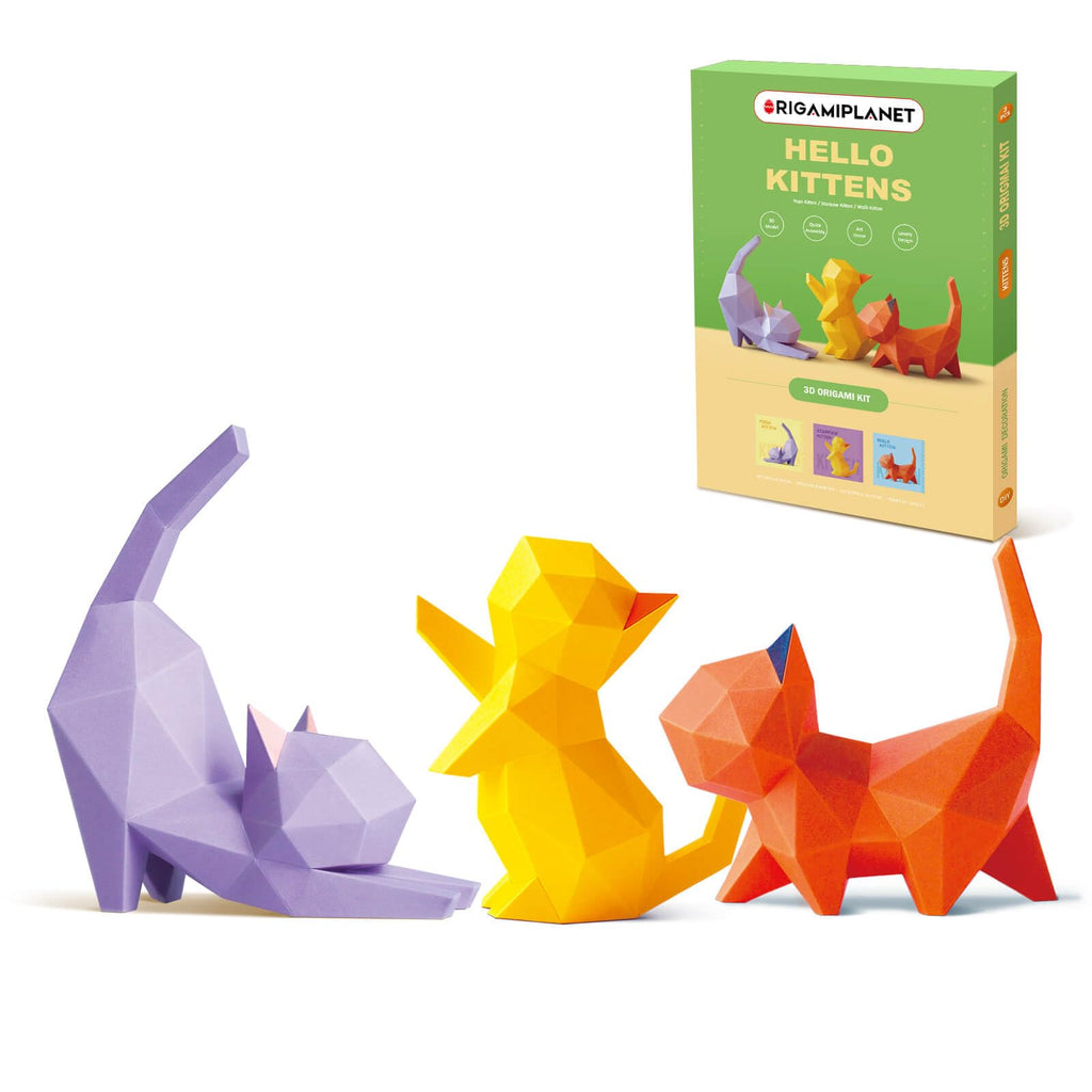 ORIGAMIPLANET Hello Kittens 3D Origami Craft Set
