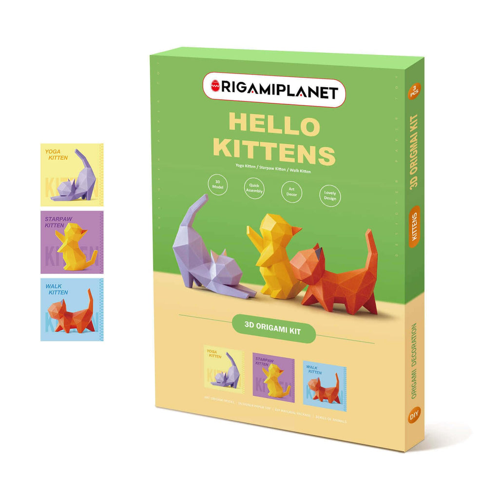 ORIGAMIPLANET Hello Kittens 3D Origami Craft Set