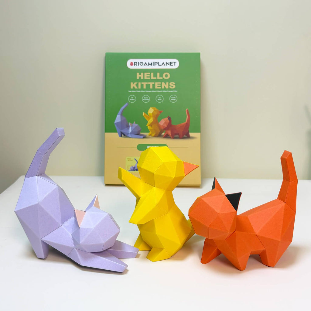 ORIGAMIPLANET Hello Kittens 3D Origami Craft Set