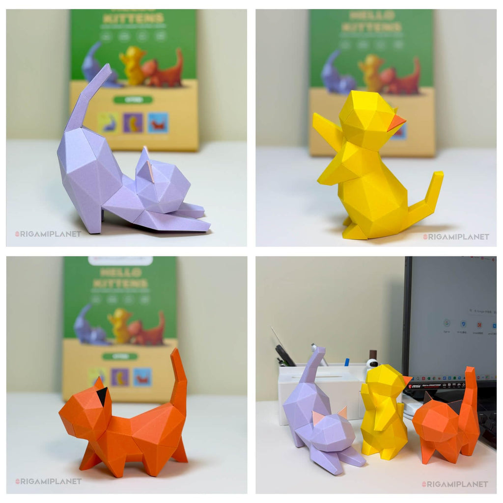 ORIGAMIPLANET Hello Kittens 3D Origami Craft Set