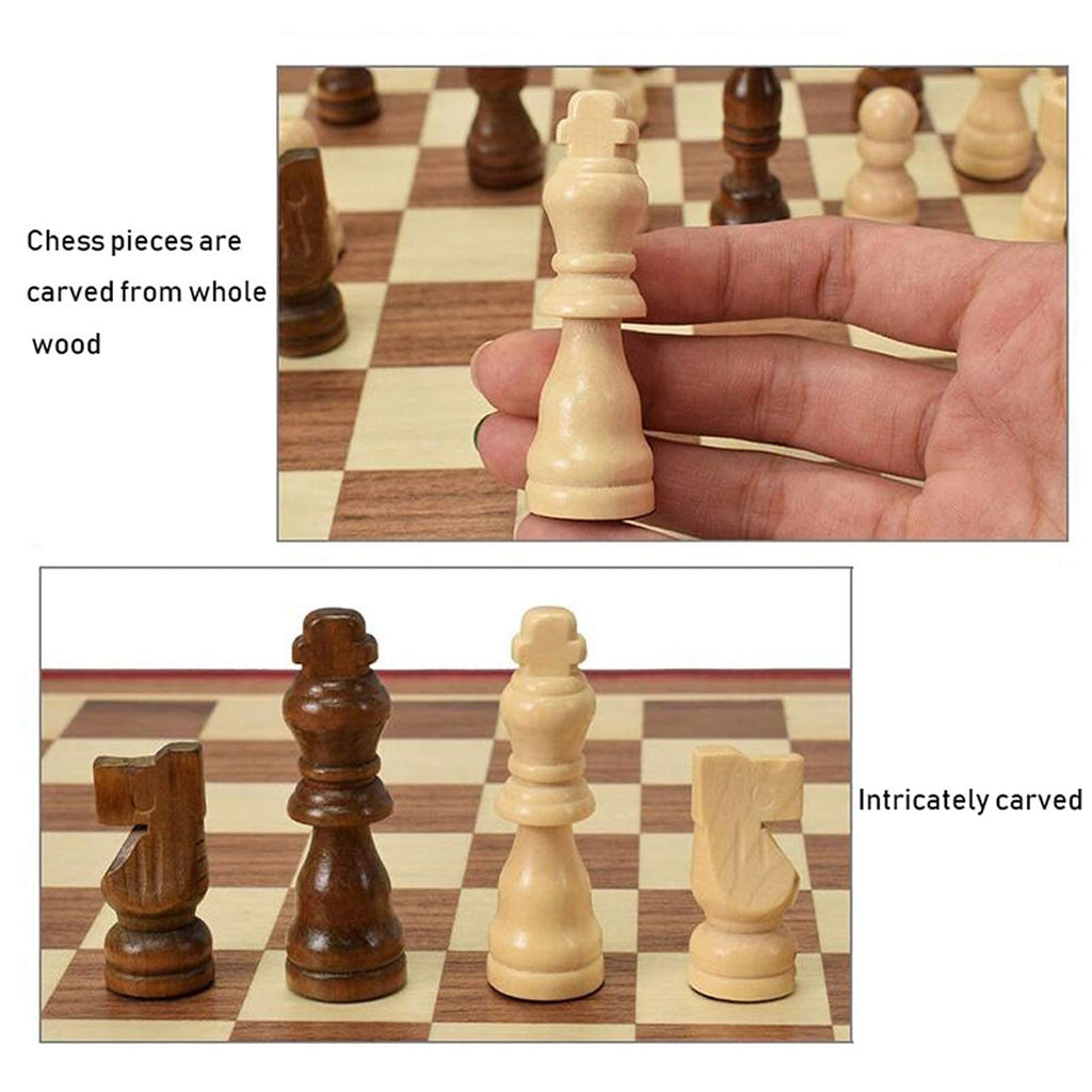 45cm Solid Wood Chess and Card Game Set with Storage