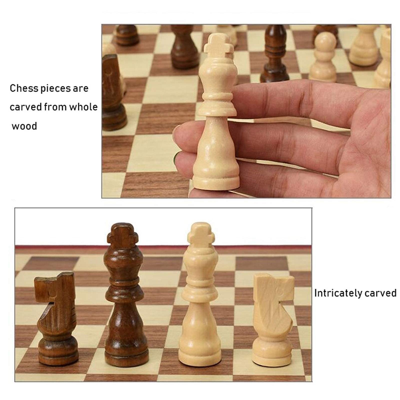 45cm Solid Wood Chess and Card Game Set with Storage