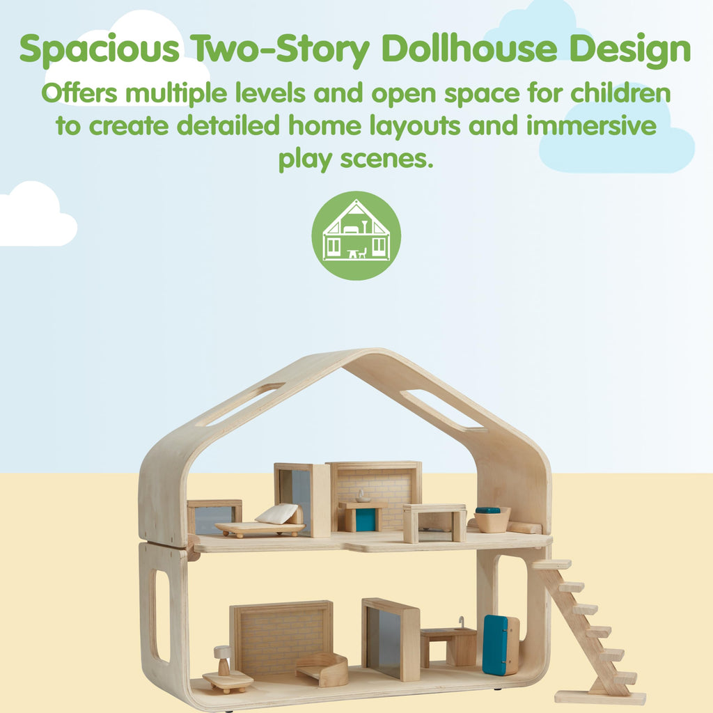 PlanToys Victorian Wooden Dollhouse Playset for Kids