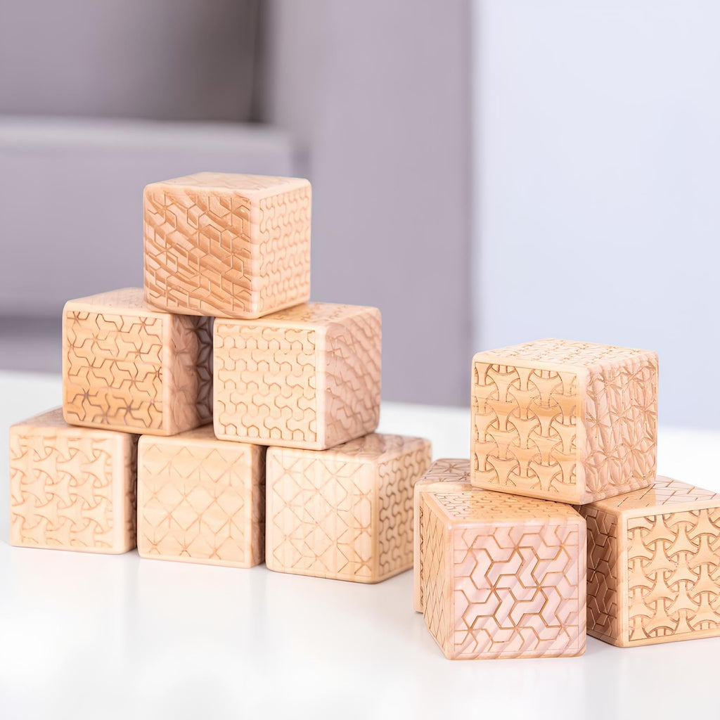 10-Piece Wooden Pattern Bricks Educational Building Set