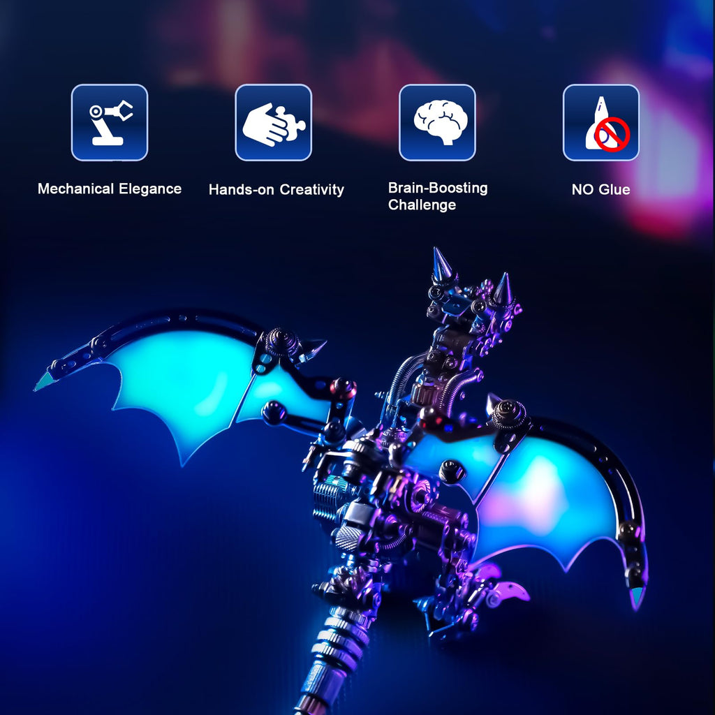 Arcynix Blue Dragon 3D Metal Puzzle Kit with LED Wings