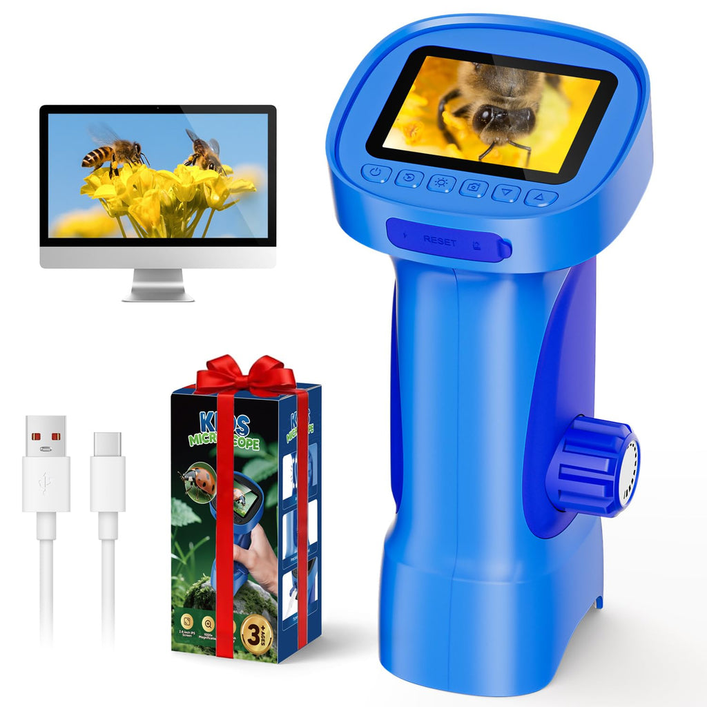 Ahalfcit 1000X Digital Microscope with 2.4-Inch Screen