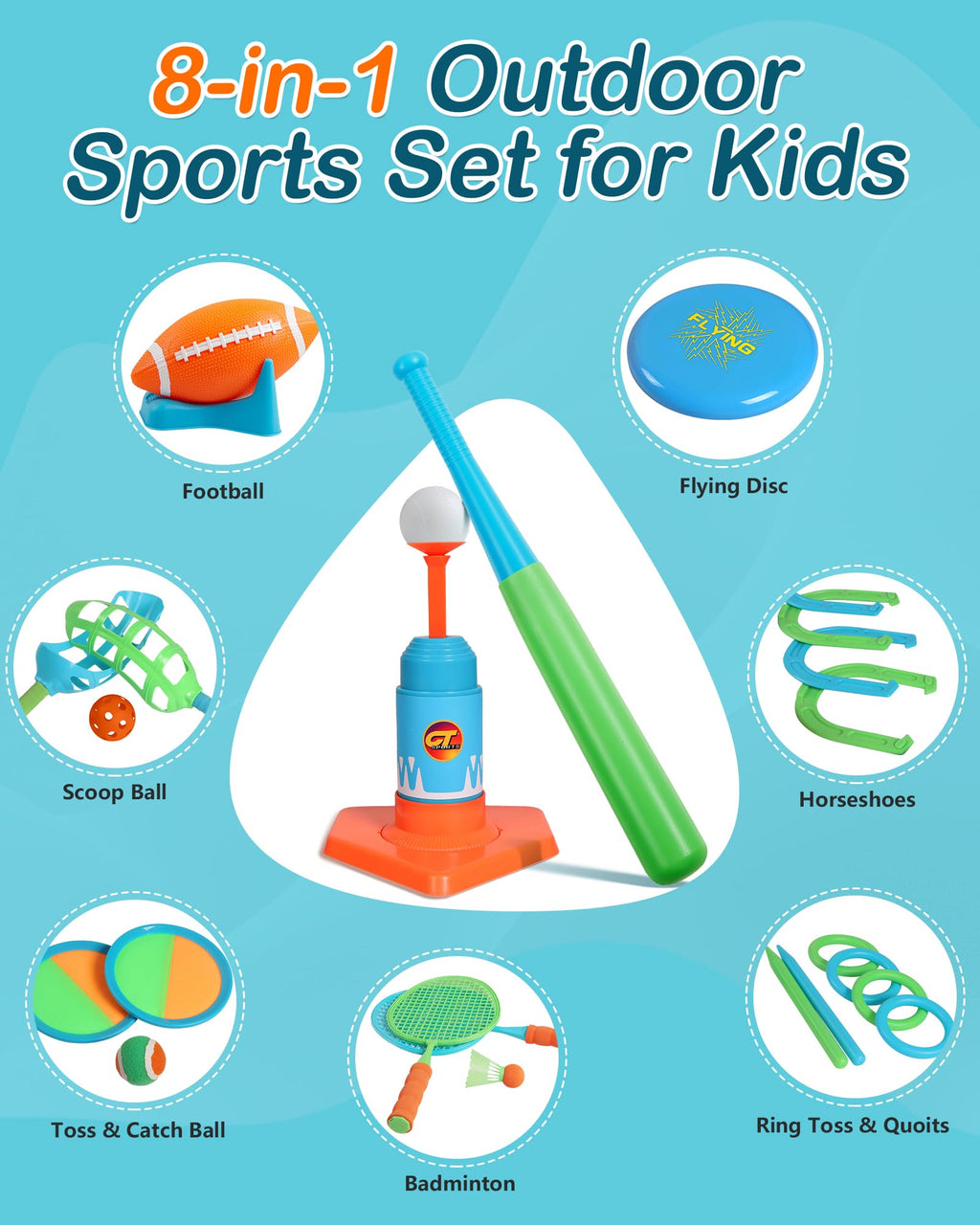 8-in-1 Backyard Sports Game Set for Kids Ages 4–8