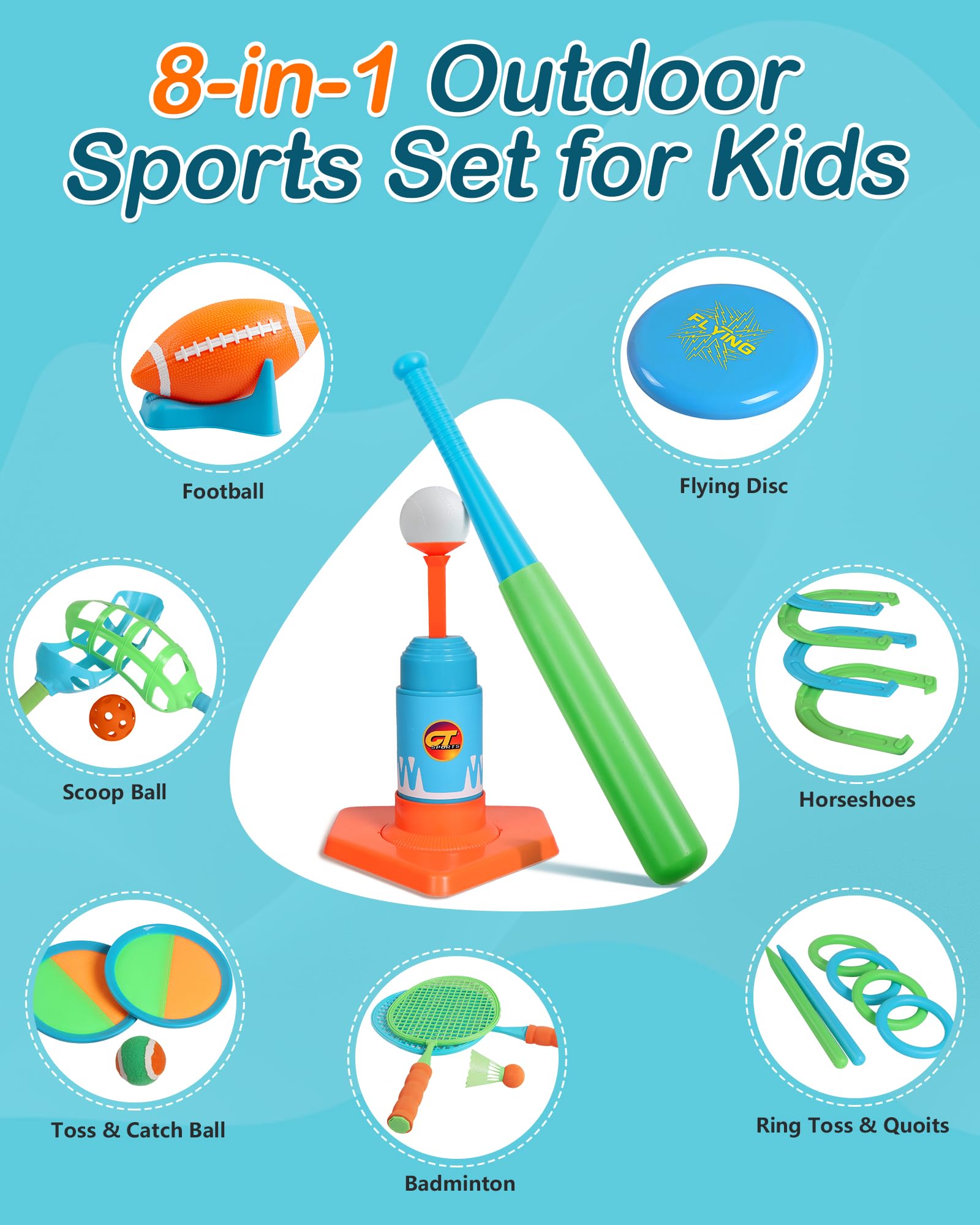 8-in-1 Backyard Sports Game Set for Kids Ages 4–8