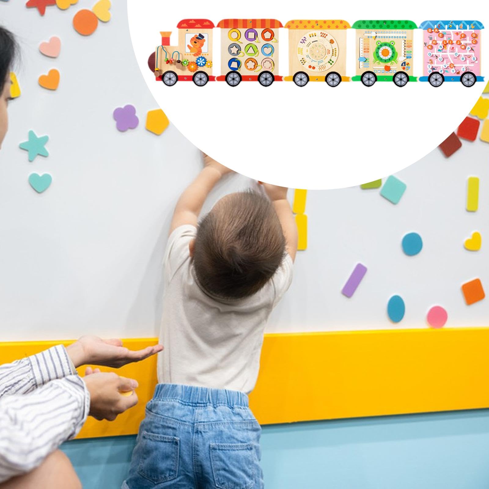Harayaa Wooden Sensory Wall Board for Shapes and Colors