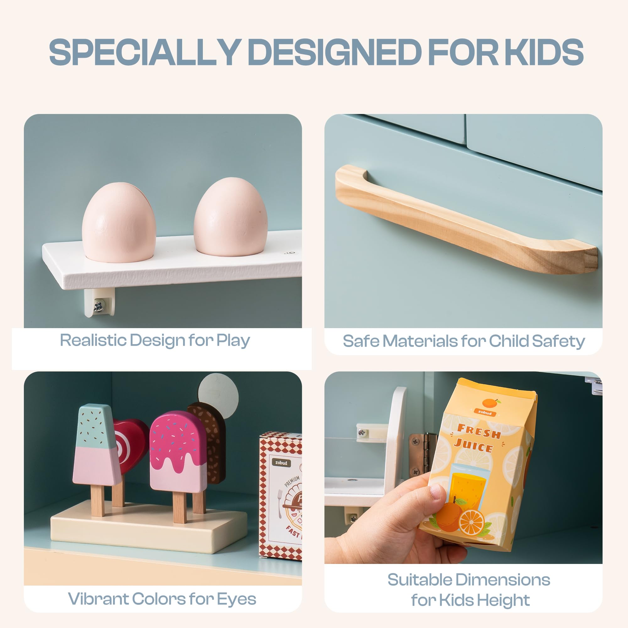 ROBOTIME Wooden Kitchen Playset for Toddlers and Kids