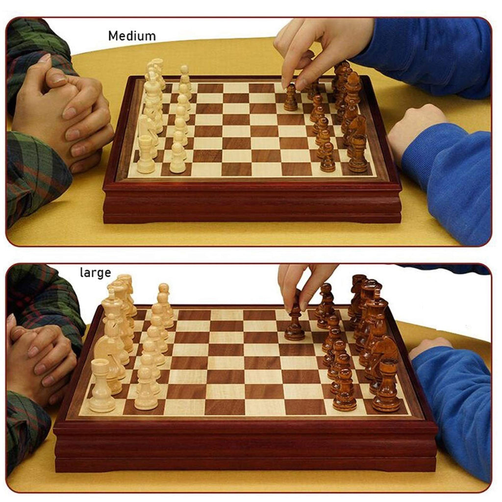 45cm Solid Wood Chess and Card Game Set with Storage