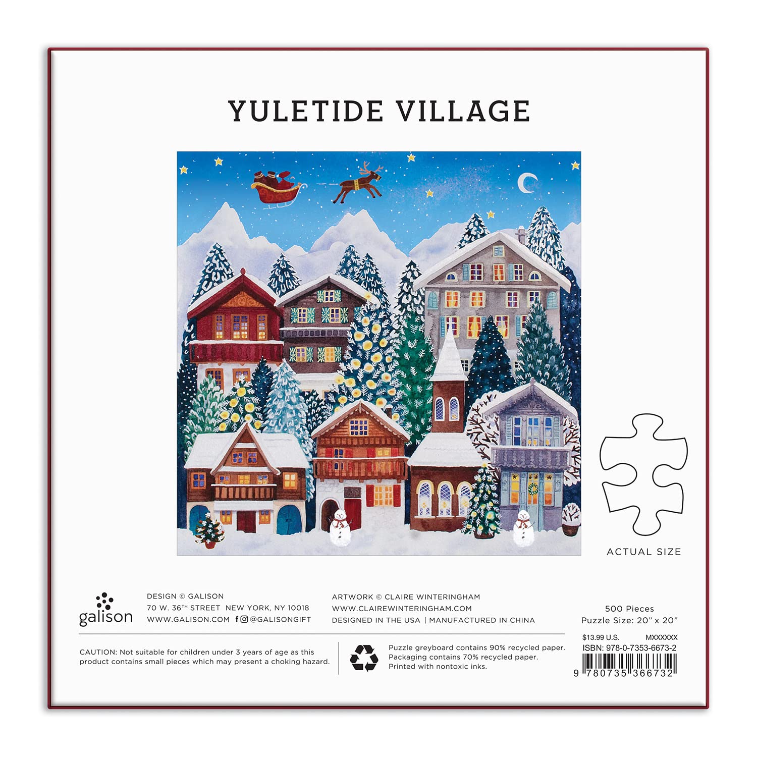 Galison Yuletide Village 500-Piece Festive Winter Puzzle