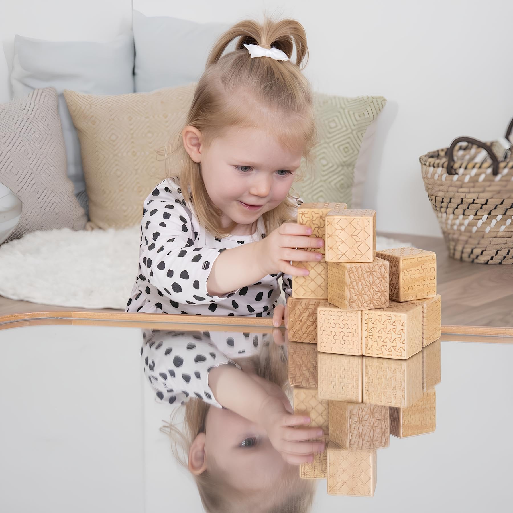 10-Piece Wooden Pattern Bricks Educational Building Set