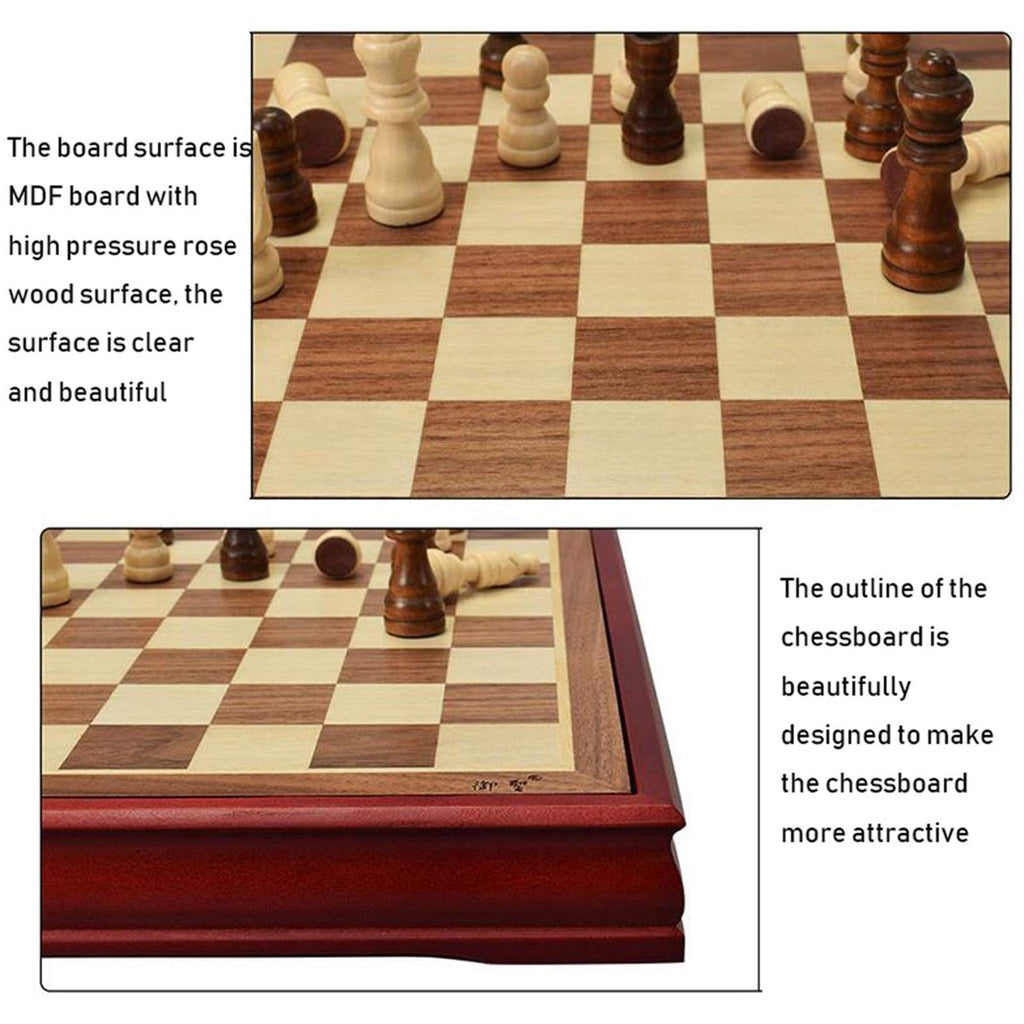 45cm Solid Wood Chess and Card Game Set with Storage