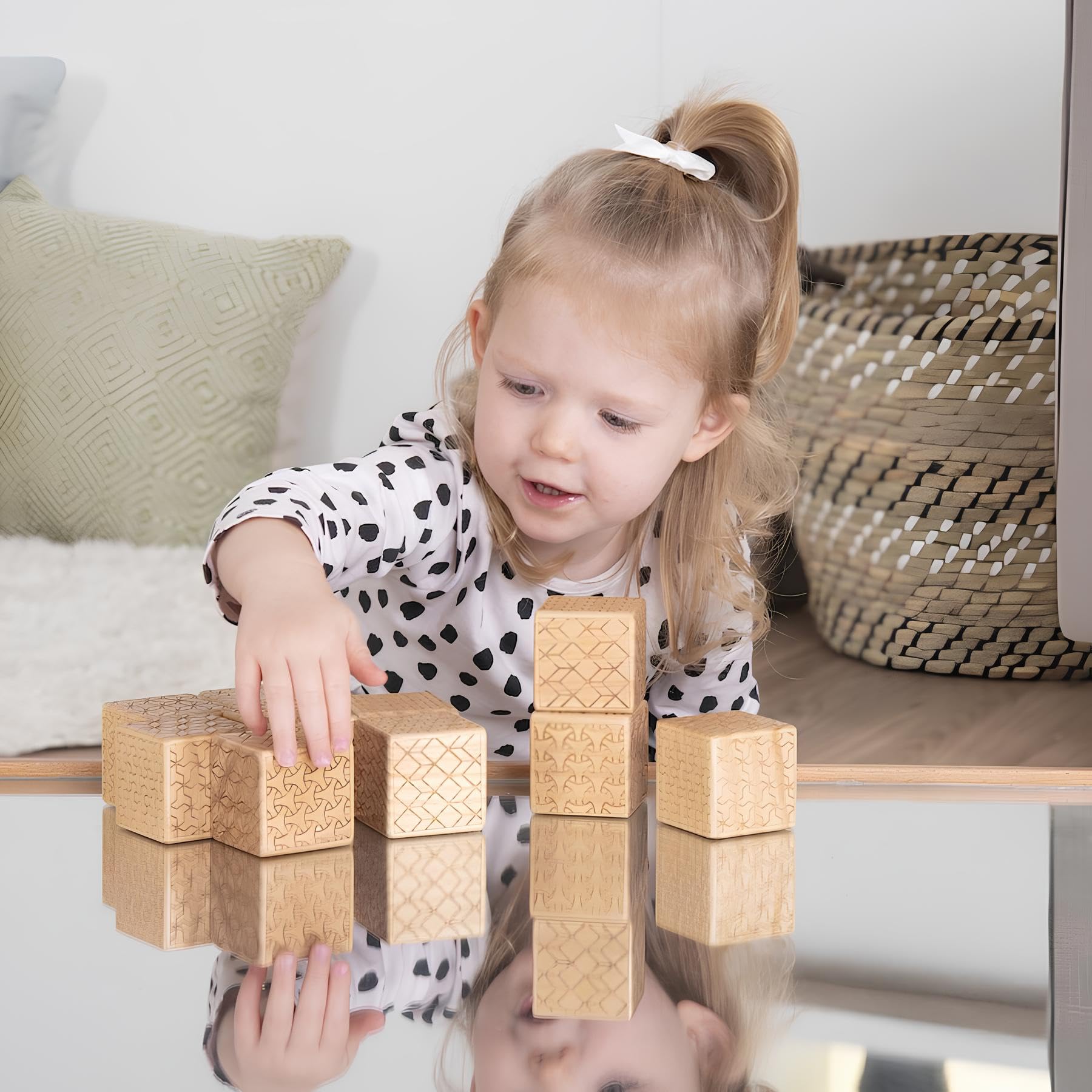 10-Piece Wooden Pattern Bricks Educational Building Set