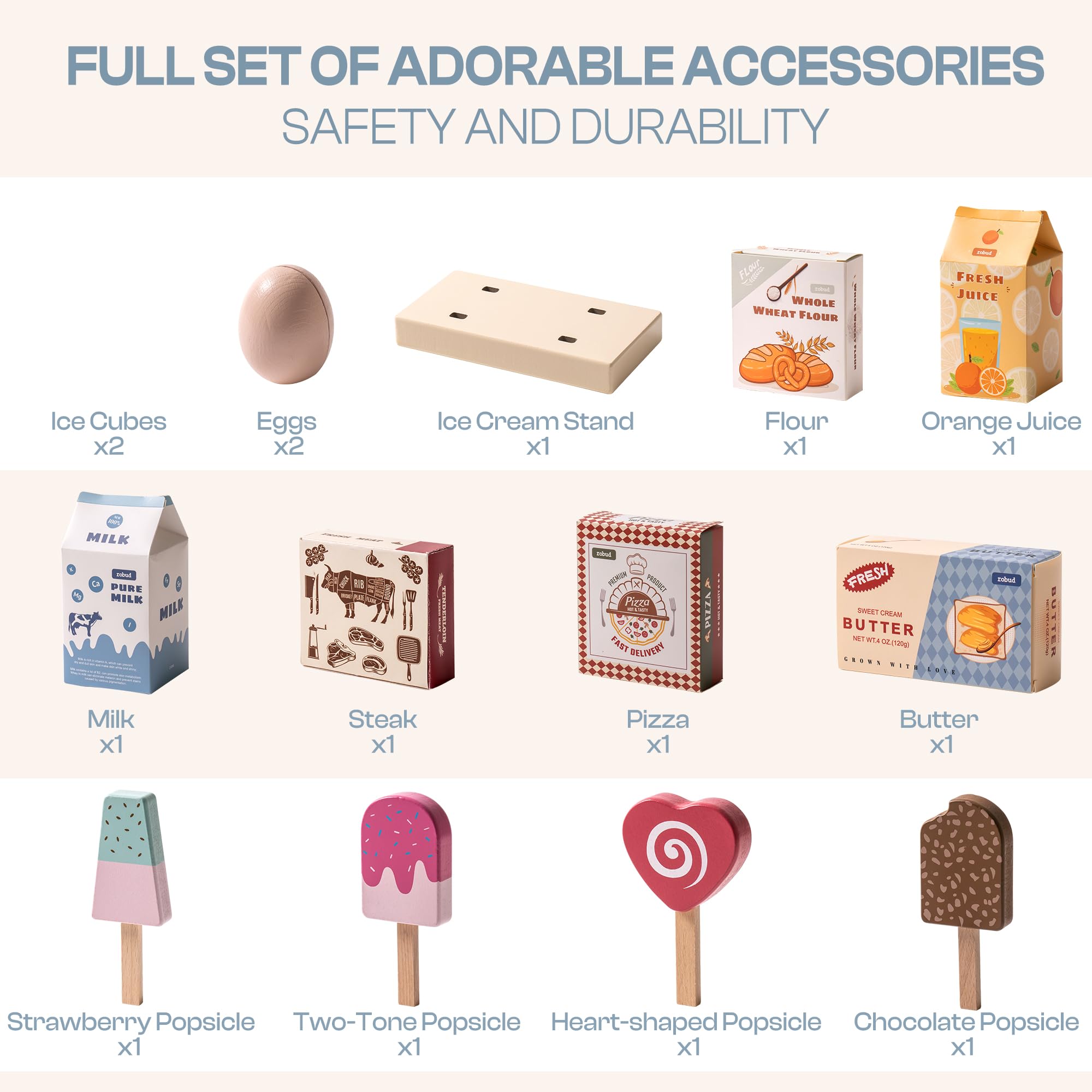 ROBOTIME Wooden Kitchen Playset for Toddlers and Kids