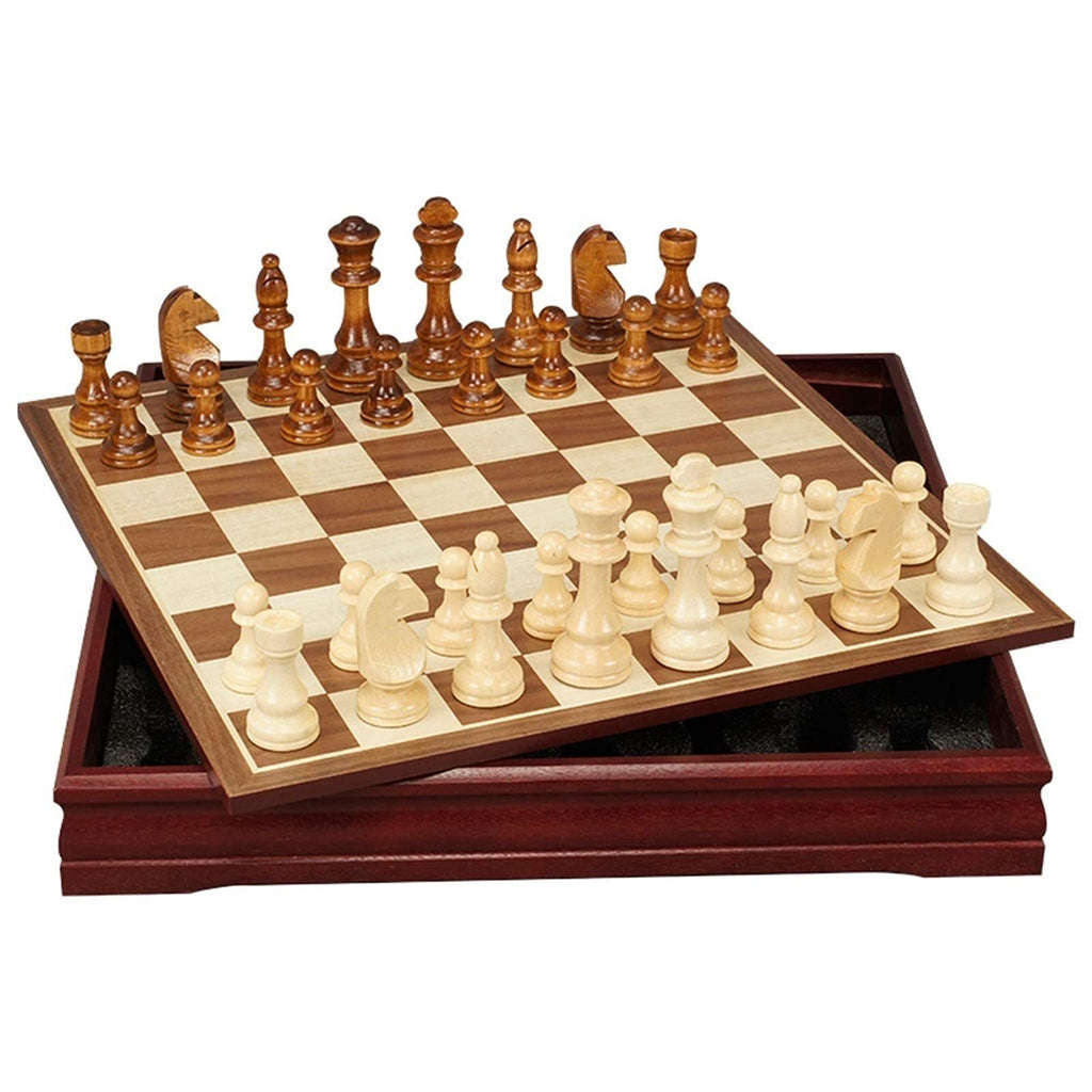 45cm Solid Wood Chess and Card Game Set with Storage
