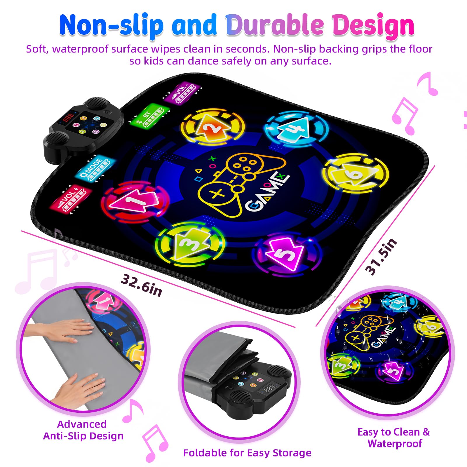 LZFYMXOK Bluetooth LED Dance Mat with Five Game Modes