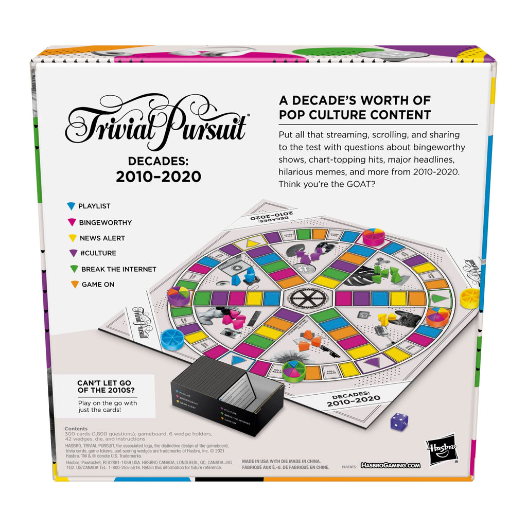 Trivial Pursuit Decades 2010–2020 Pop Culture Trivia Game