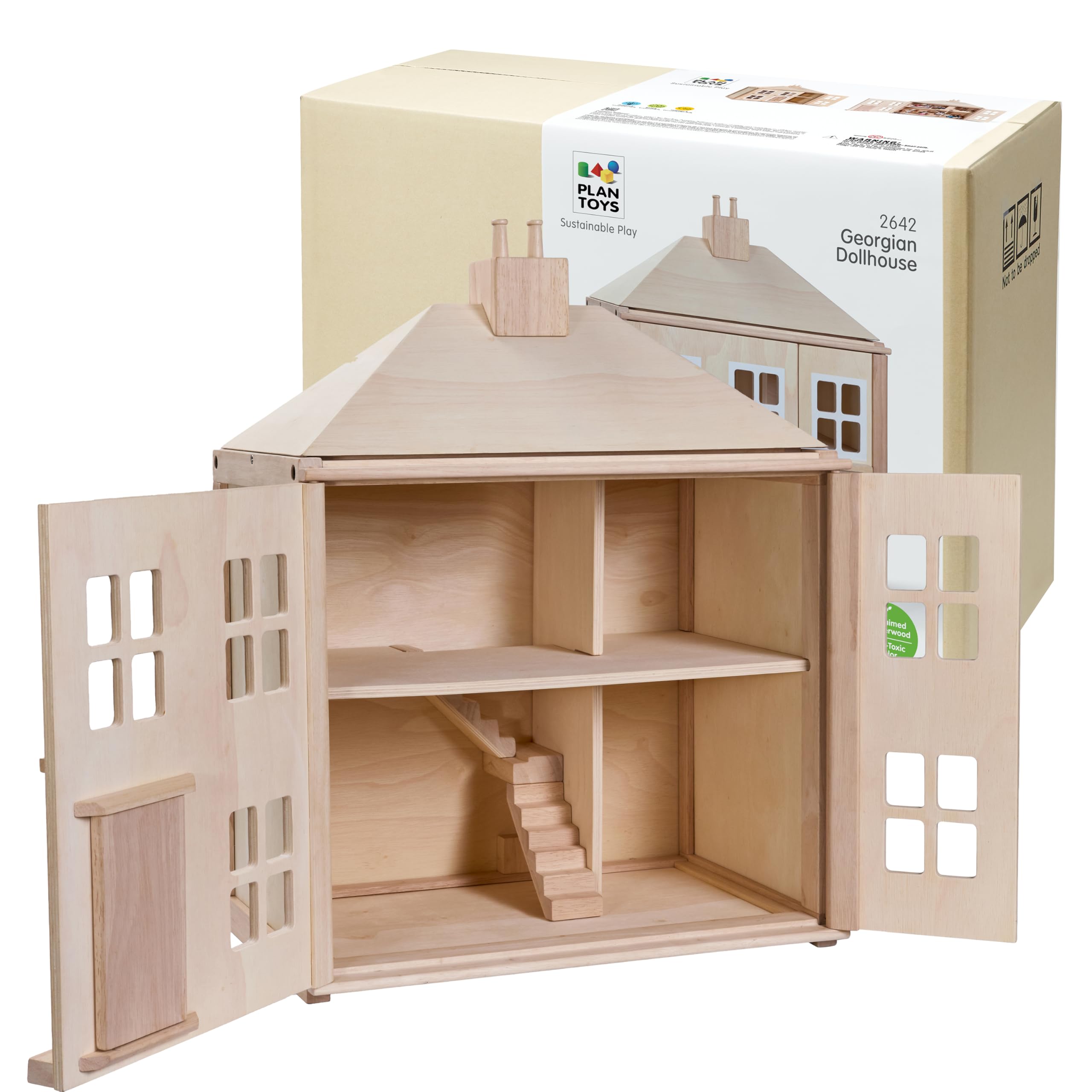 PlanToys Victorian Wooden Dollhouse Playset for Kids