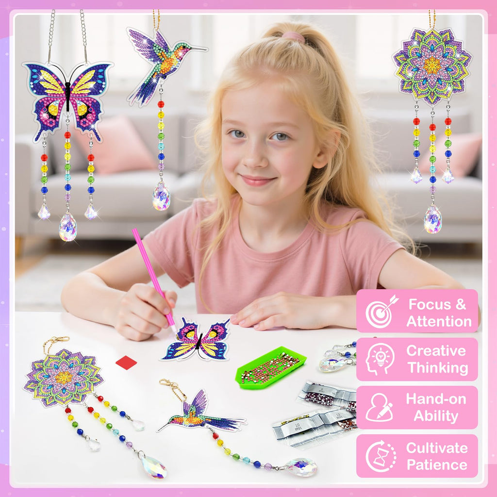 Diamond Art Suncatcher Wind Chime Kit for Ages 8–12