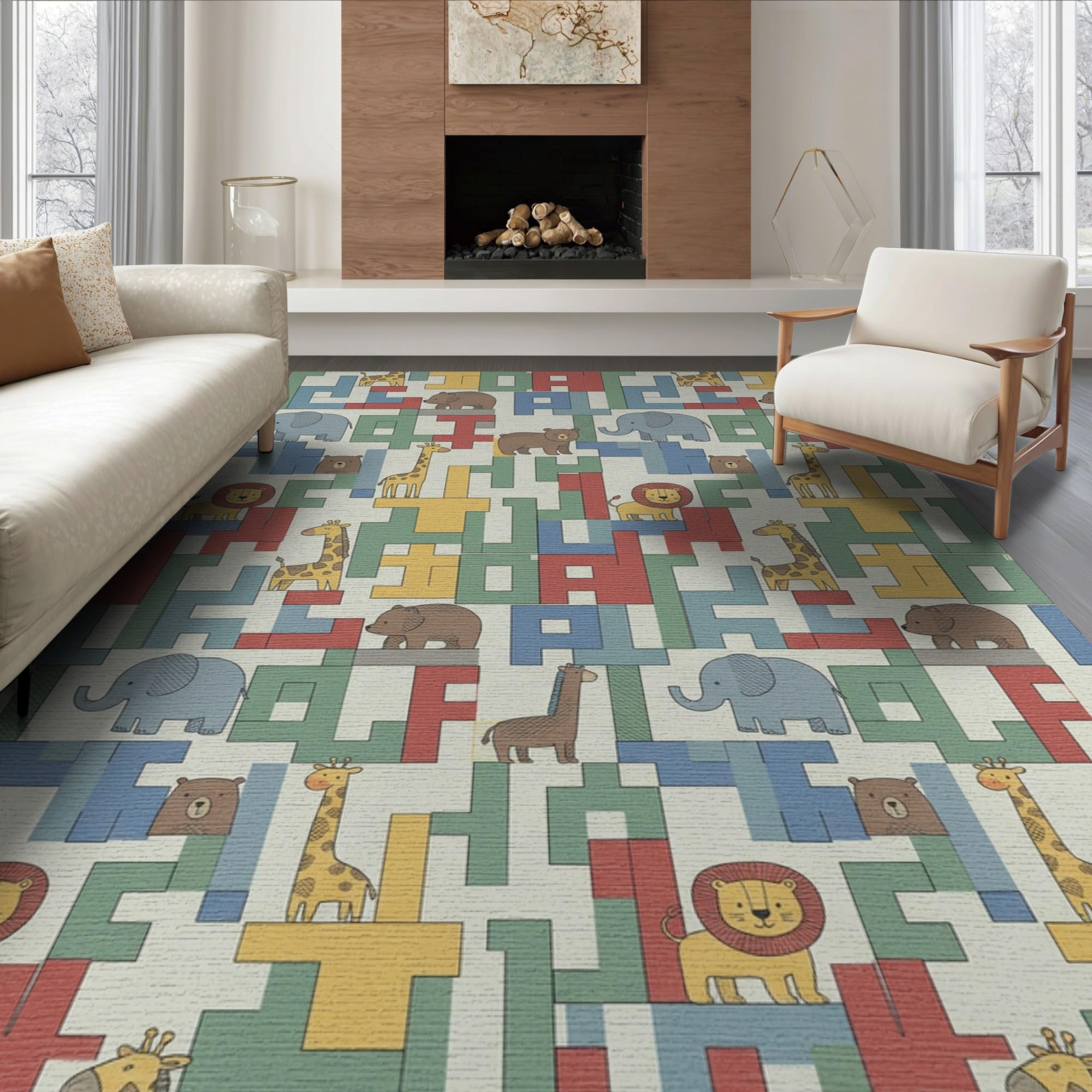ODIKA Washable Non-Slip Stain-Resistant Area Rug