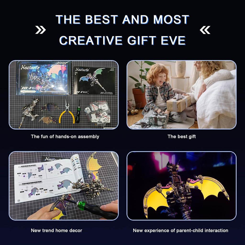 Arcynix Blue Dragon 3D Metal Puzzle Kit with LED Wings
