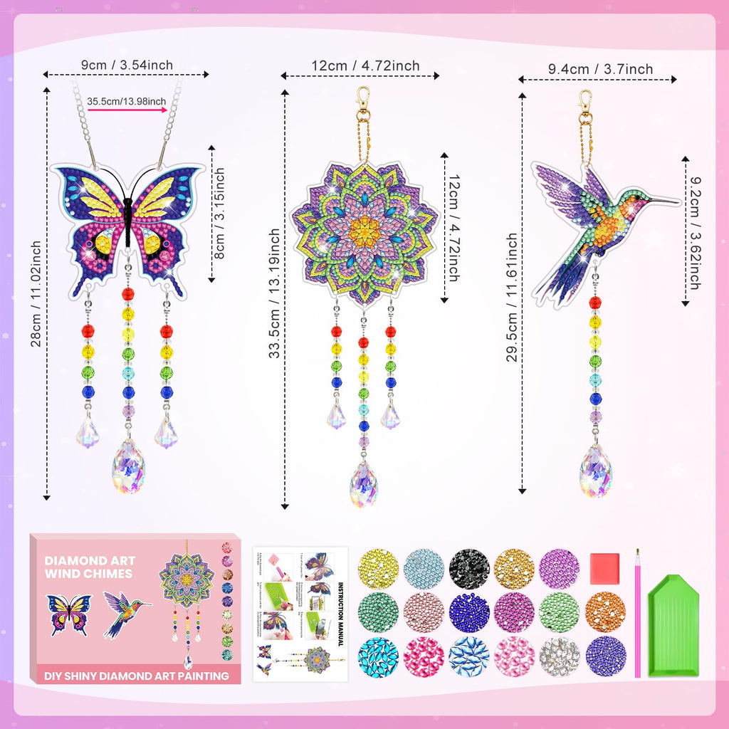 Diamond Art Suncatcher Wind Chime Kit for Ages 8–12