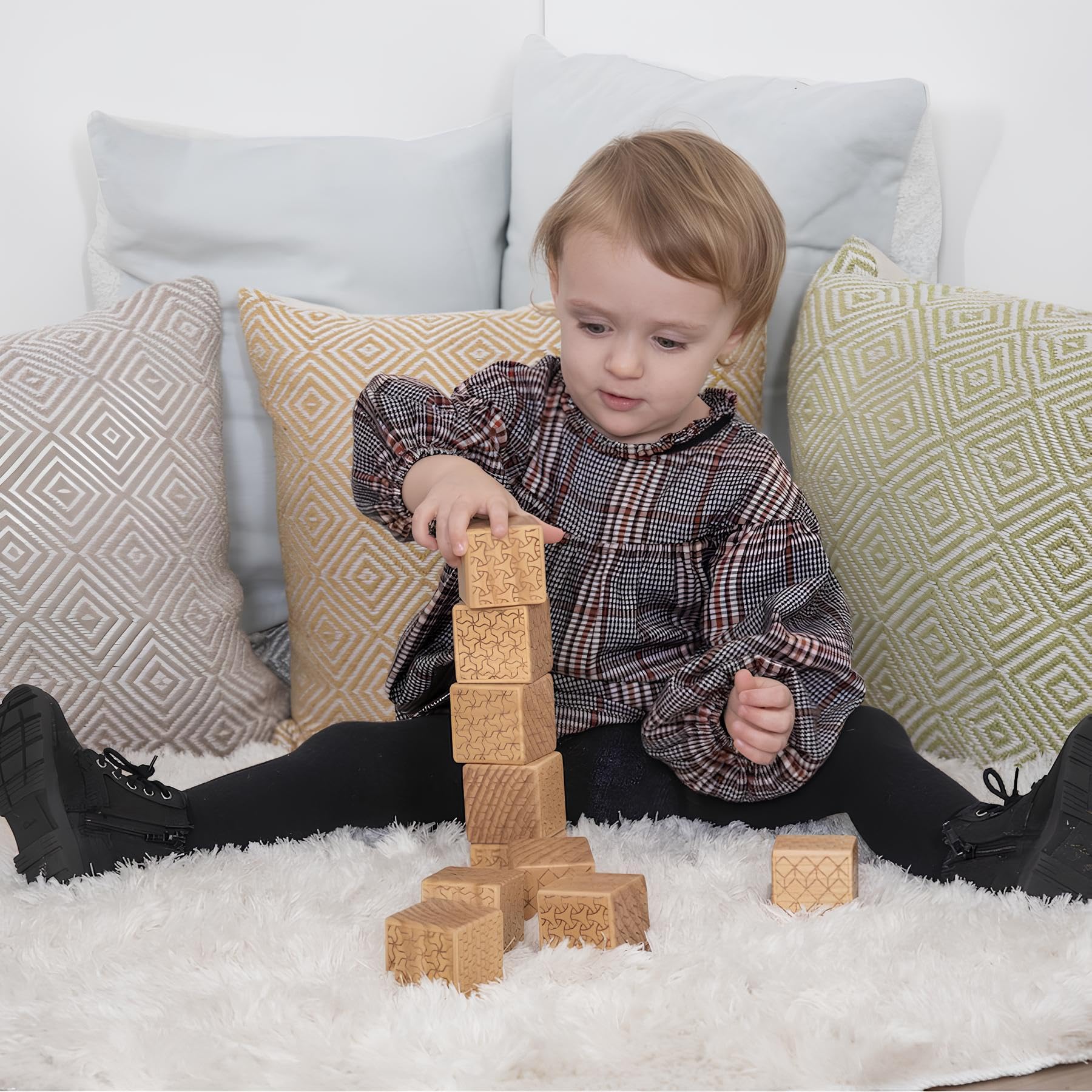 10-Piece Wooden Pattern Bricks Educational Building Set