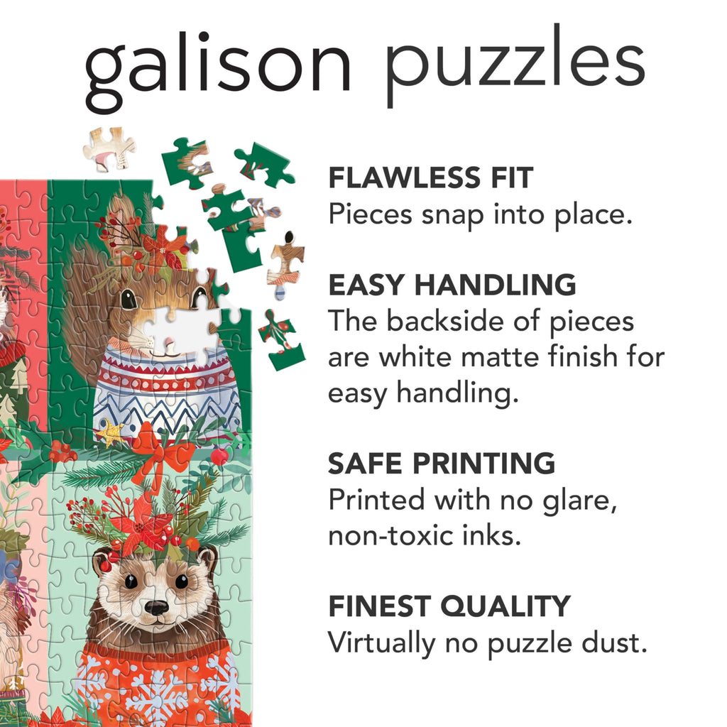 Galison Furry and Bright 500-Piece Holiday Pet Puzzle