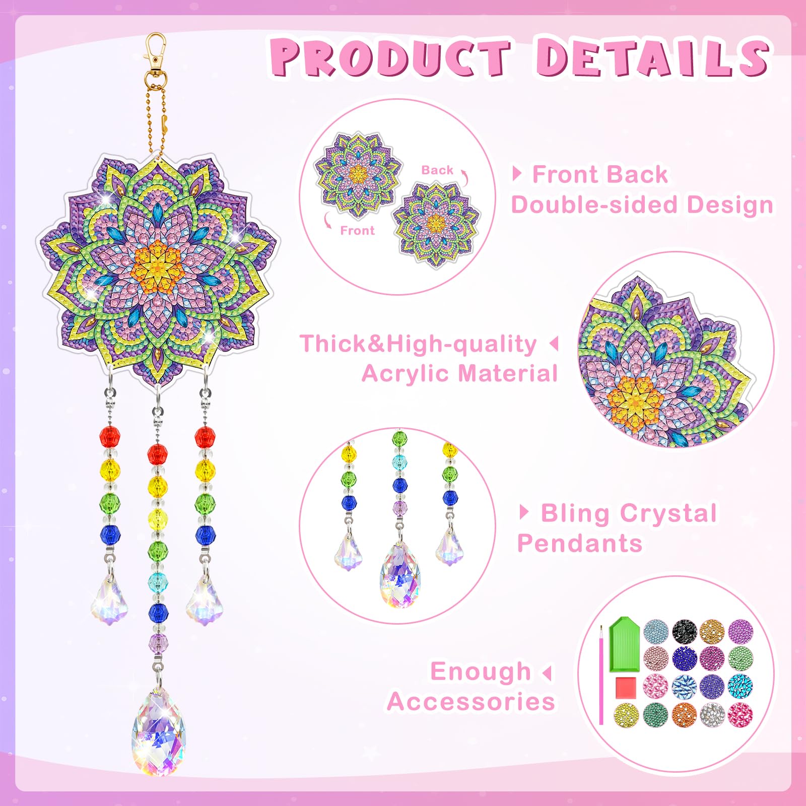 Diamond Art Suncatcher Wind Chime Kit for Ages 8–12