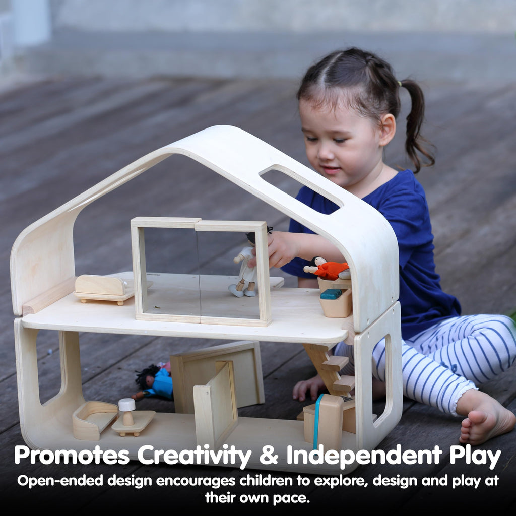 PlanToys Victorian Wooden Dollhouse Playset for Kids