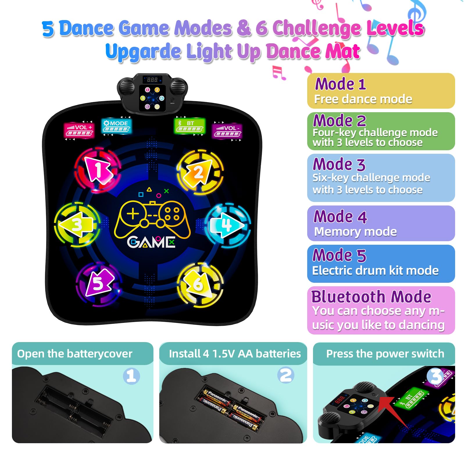 LZFYMXOK Bluetooth LED Dance Mat with Five Game Modes