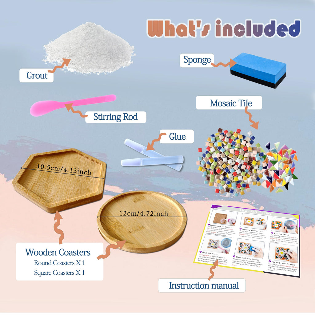 Nuyoach DIY Mosaic Coaster Craft Kit for Adults