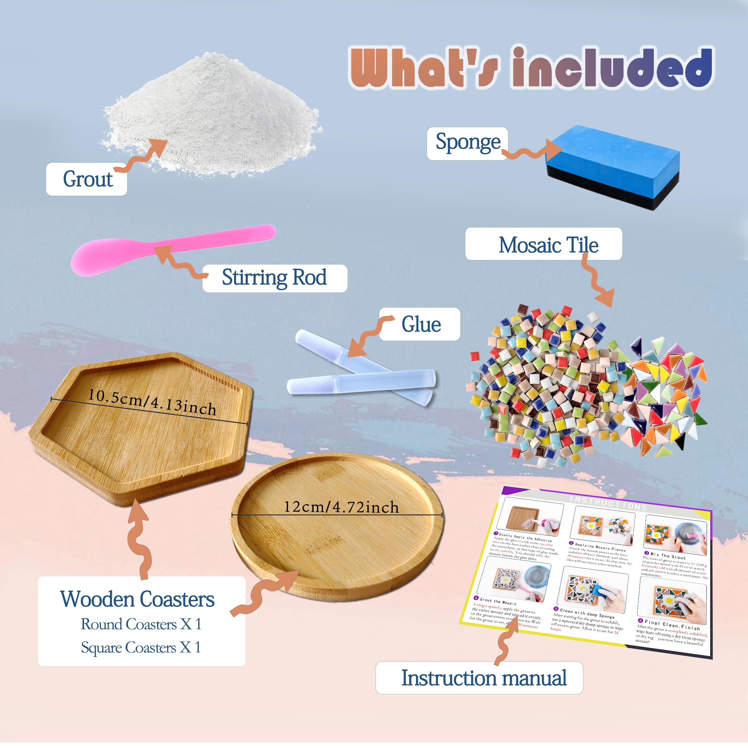 Nuyoach DIY Mosaic Coaster Craft Kit for Adults