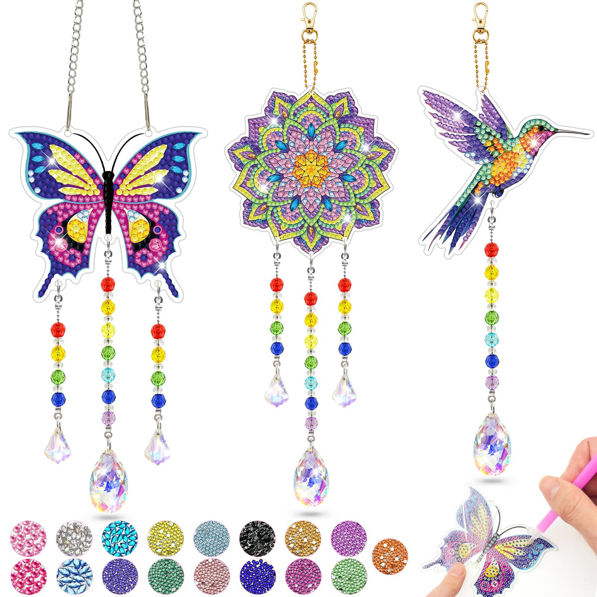 Diamond Art Suncatcher Wind Chime Kit for Ages 8–12