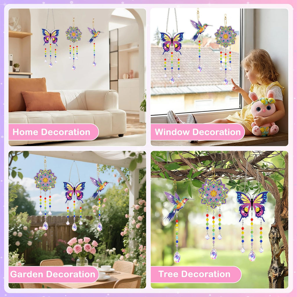 Diamond Art Suncatcher Wind Chime Kit for Ages 8–12