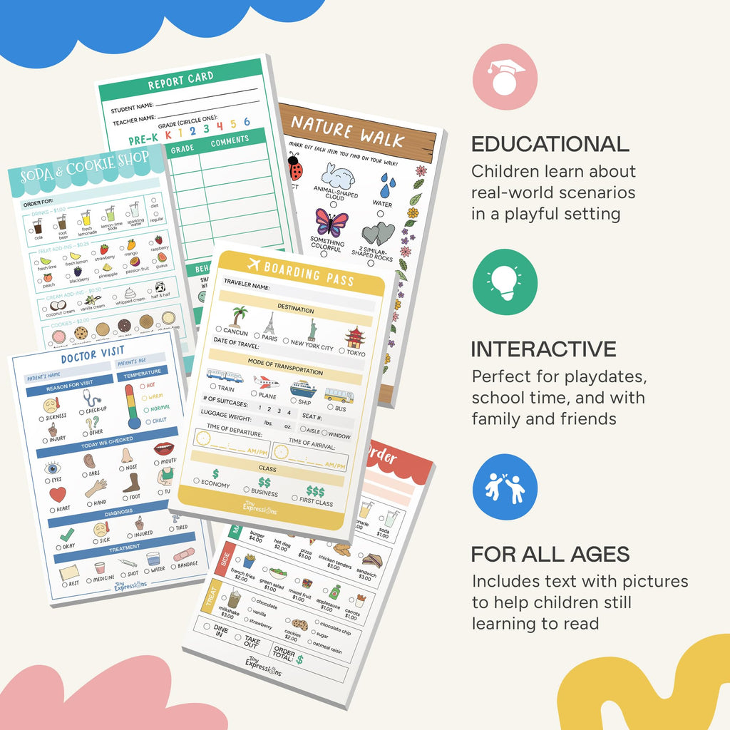 Playtime Notepads for Kids Drawing and Writing Activities