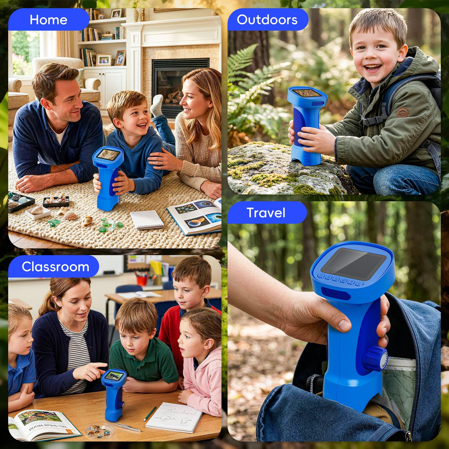 Ahalfcit 1000X Digital Microscope with 2.4-Inch Screen