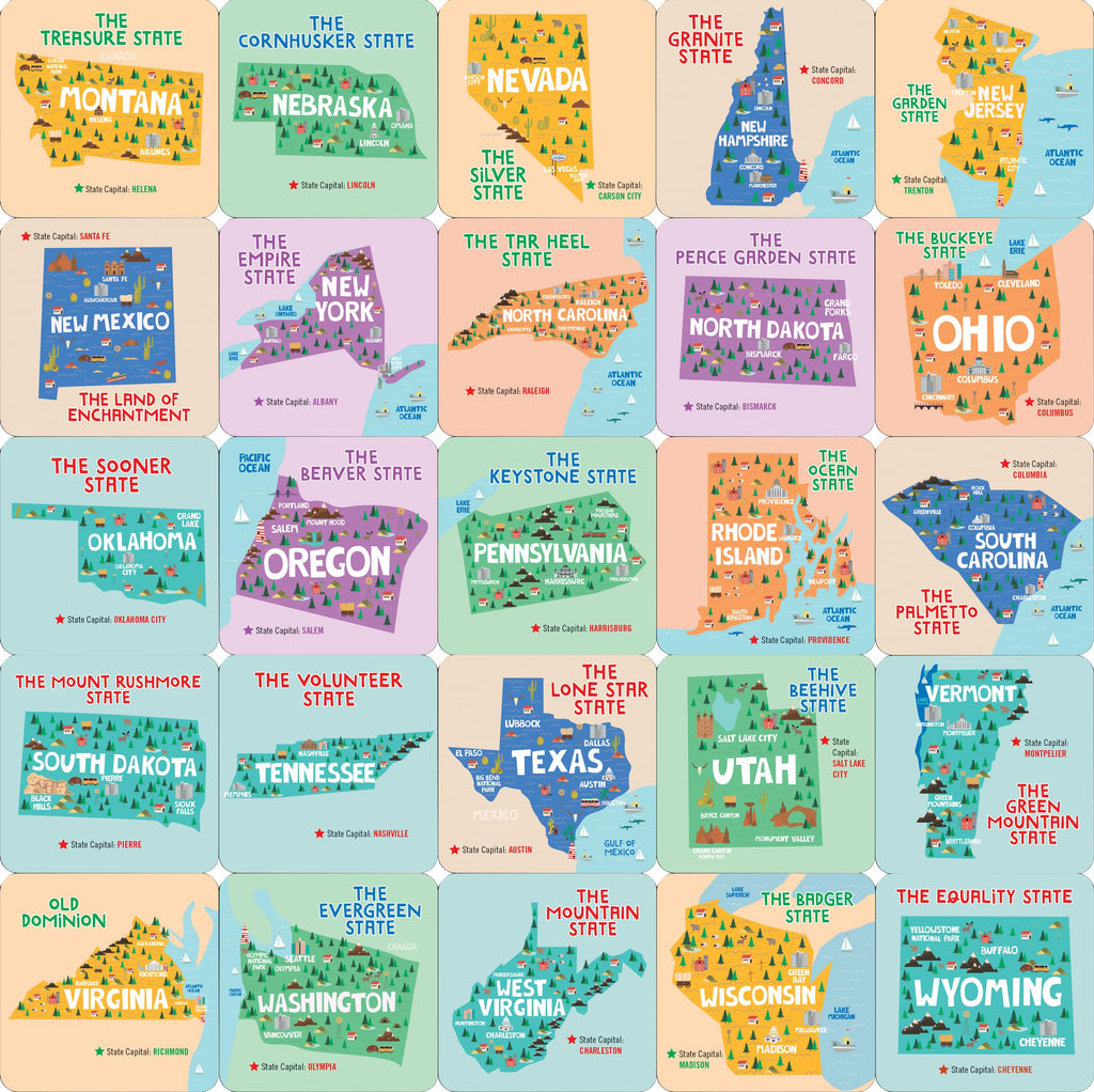 USA Memory Match Game with 100 Educational Cards