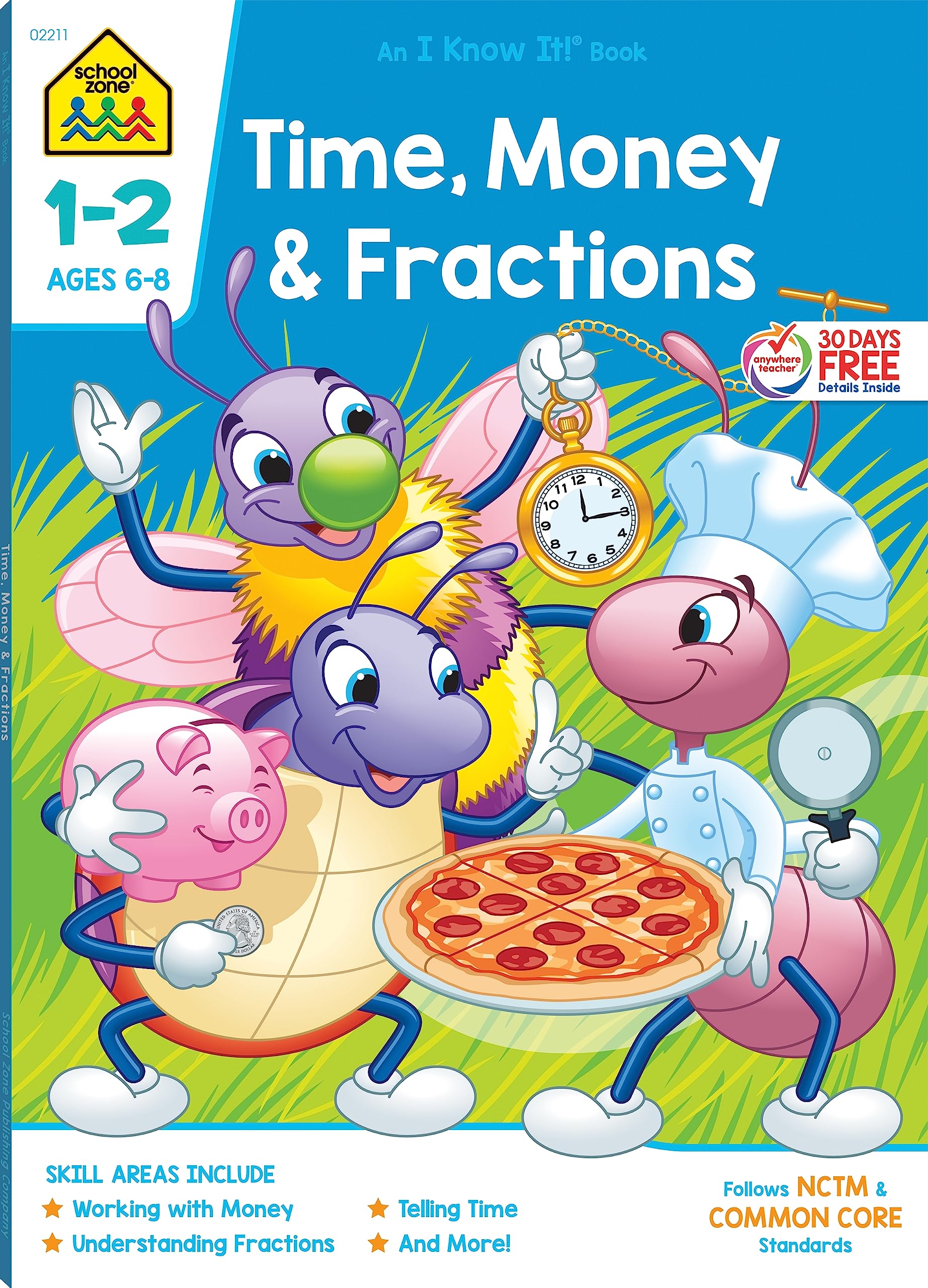 School Zone Time, Money and Fractions Workbook for Grades 1–2