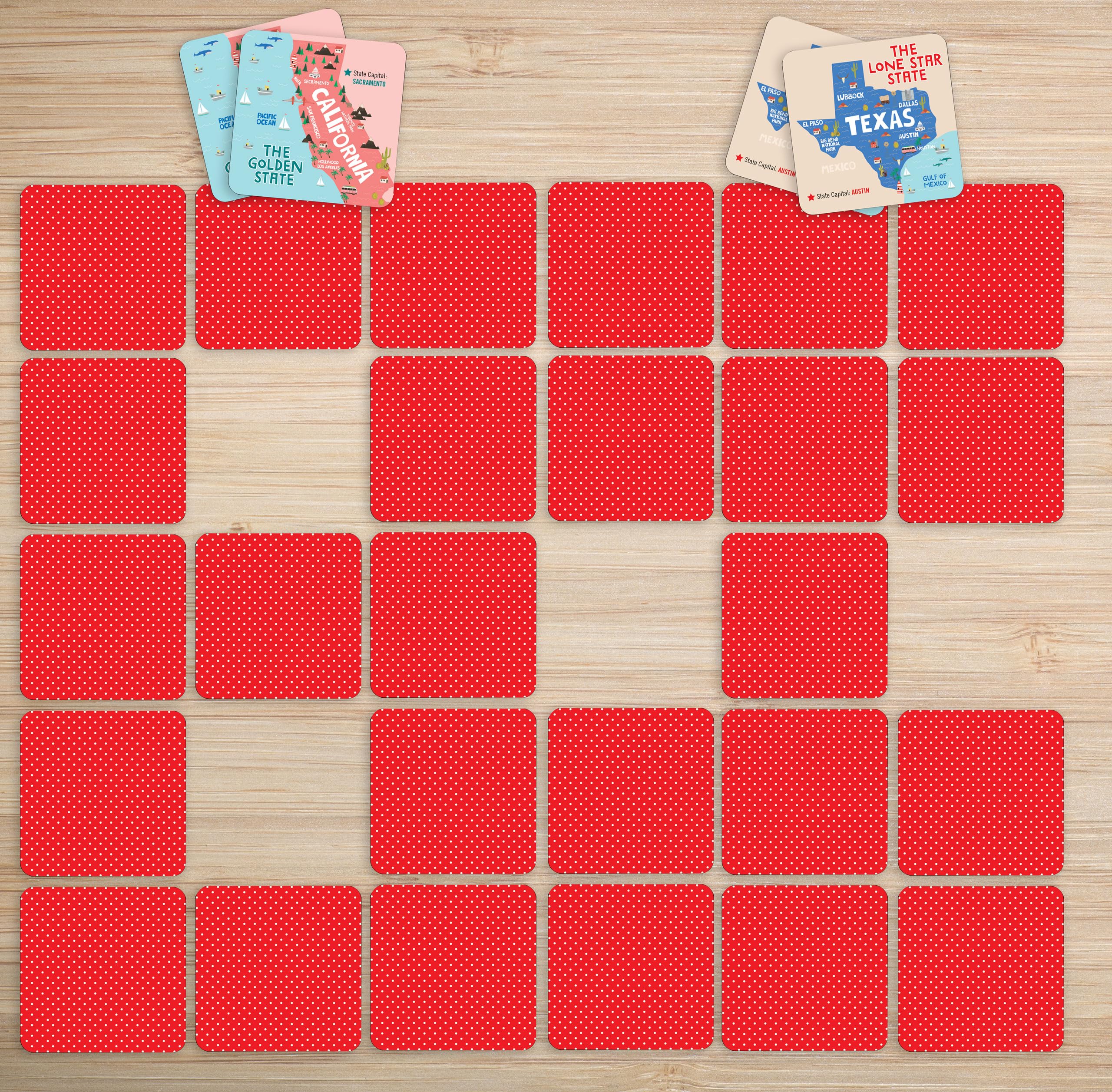 USA Memory Match Game with 100 Educational Cards